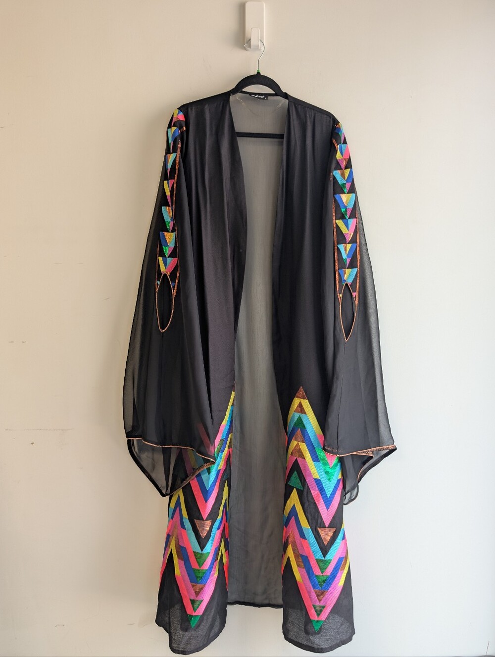 Piyano Sheer Swim Cover-Up with Multi-Color Chevron Accents - Picture 3 of 11